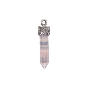 Fluorite / sterling silver 1pkg1, hand-cut point drop natural 20x3mm-24x4mm