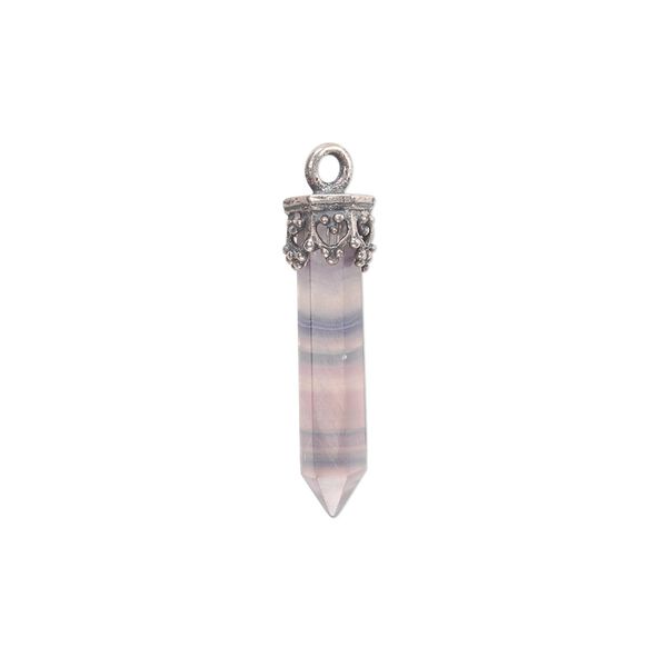 Fluorite / sterling silver 1pkg1, hand-cut point drop natural 20x3mm-24x4mm image number 0