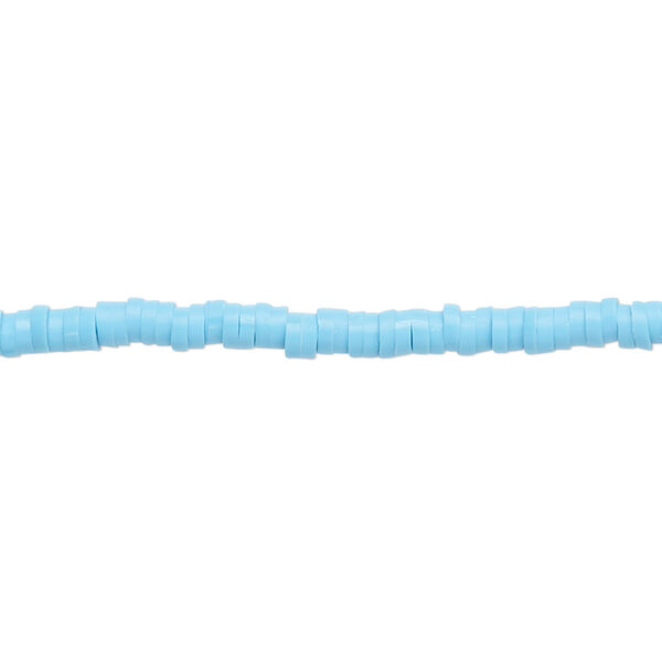 Bead, polymer clay, opaque turquoise, 3x1mm heishi. Sold per pkg of (2) 15-1/2" to 16" strands. image number 0