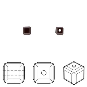 Bead 48pk garnet, Crystal Passions® 4mm cube 5601
