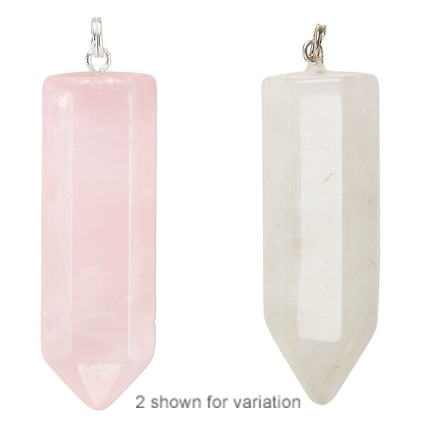 Focal 1pkg1 rose quartz / sterling silver, 44x13mm  point, natural image number 0