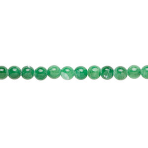 Quartz 1pkg1, round bead, 14 inch green / light green 4-5mm