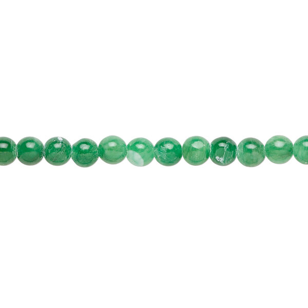 Quartz 1pkg1, round bead, 14 inch green / light green 4-5mm image number 0