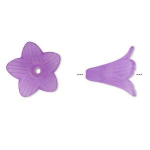 Component, acrylic, frosted violet, 22x22mm flower. Sold per pkg of 25.