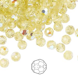 Bead 576pk jonquil AB, Preciosa Czech crystal 5mm round