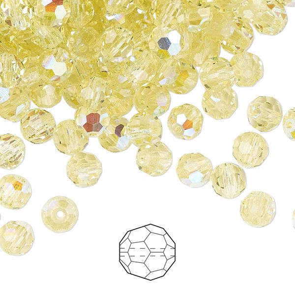 Bead 576pk jonquil AB, Preciosa Czech crystal 5mm round image number 0