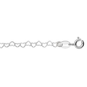Chain 1pkg1 sterling silver cable, 3mm heart / springring clasp, 18 inch