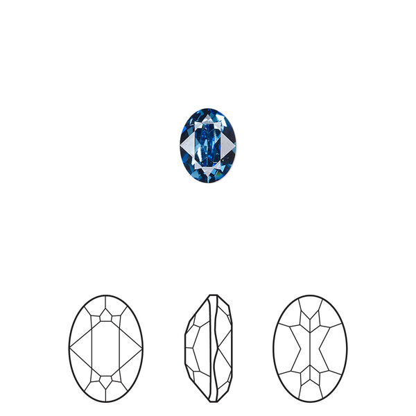 Fancy stone 4pk cool blue foil back, Crystal Passions® Regenerated 8x6mm oval 4120 image number 0
