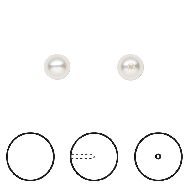 Pearl 500pk moonlight, Swarovski® 6mm half-drilled round 5818 image number 0