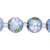 Bead, glass 1pkg8, multicolored, 14mm round with hand-painted flower. image number 0