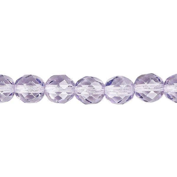 Bead, Czech fire-polished dipped décor glass, translucent lilac, 8mm faceted round. Sold per pkg of 600 (1/2 mass). image number 0