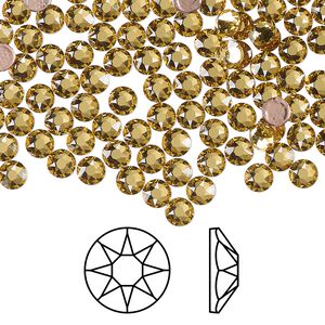 Flat back 144pk dark jonquil foil back, Crystal Passions® Regenerated hotfix 3.8-4mm round SS16 2078