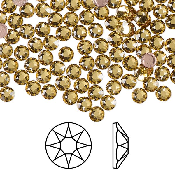 Flat back 144pk dark jonquil foil back, Crystal Passions® Regenerated hotfix 3.8-4mm round SS16 2078 image number 0