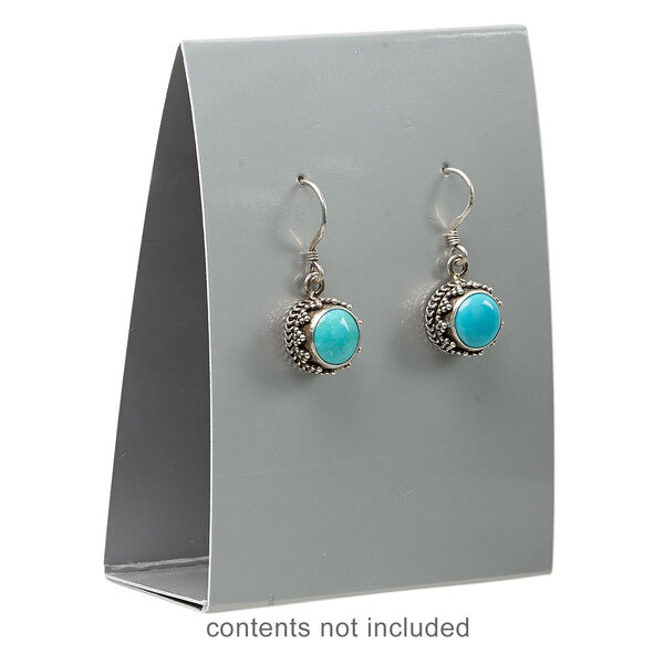 Earring card, adhesive and card stock, silver, 3x2-1/4 inches assembled. Sold per pkg of 100. image number 1