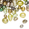 Freshwater pearl mix 1pkg1, top-drilled / center-drilled / herringbone-drilled rice / flat-sided rice, 2 ounce multi-green 3mm-14x12mm cultured image number 0