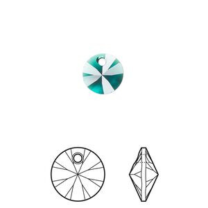Drop 12pk emerald, Crystal Passions® 8mm pendant mini disk 6428