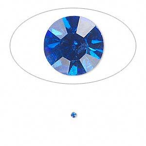 Chaton, glass rhinestone, sapphire blue, foil back, 1.6-1.7mm faceted round, PP10. Sold per pkg of 72.