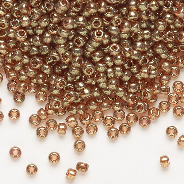 Seed bead, Miyuki, glass, pkg/50g, #8 rocaille, translucent gold luster topaz (RR-311). image number 0
