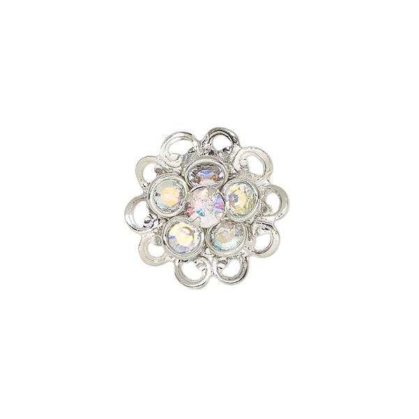 Sew-on 1pk crystal rhodium finish AB, Crystal Passions® 17mm flower image number 0