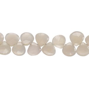 Grey chalcedony 1pkg1, hand-cut top-drilled faceted puffed teardrop bead natural 8 inch 7-8mm