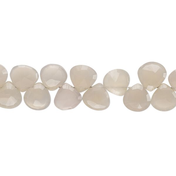 Grey chalcedony 1pkg1, hand-cut top-drilled faceted puffed teardrop bead natural 8 inch 7-8mm image number 0