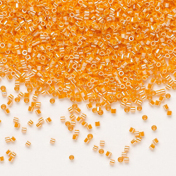 Seed bead, Delica®, glass, pkg/250g, #15 round, opaque luster mandarin orange (DBS-1563). image number 0
