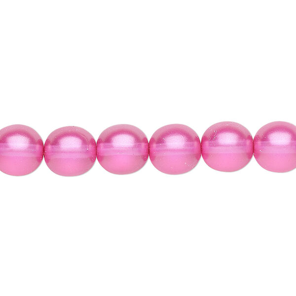 Bead, Czech pressed glass, pearlized pink, 8mm round. Sold per 15-1/2" to 16" strand, approximately 50 beads. image number 0