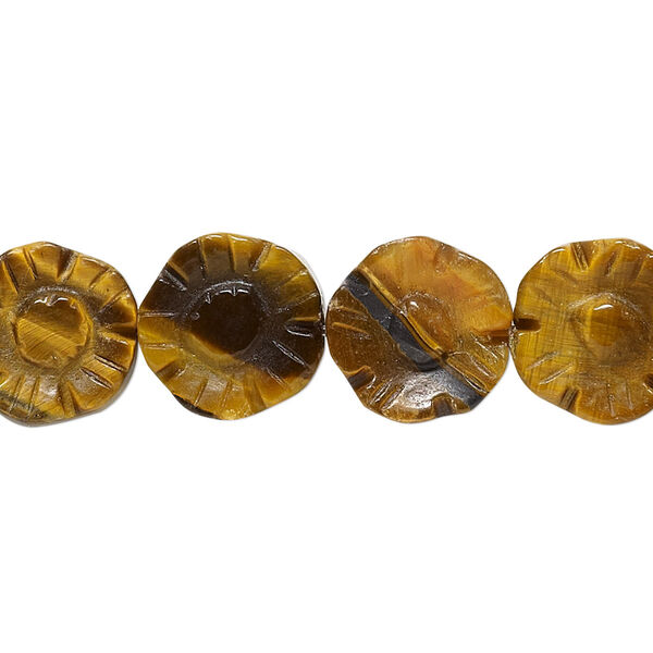 Tigereye 1pkg1, hand-cut carved flower bead natural B grade, 15.5-16 inch 12mm image number 0