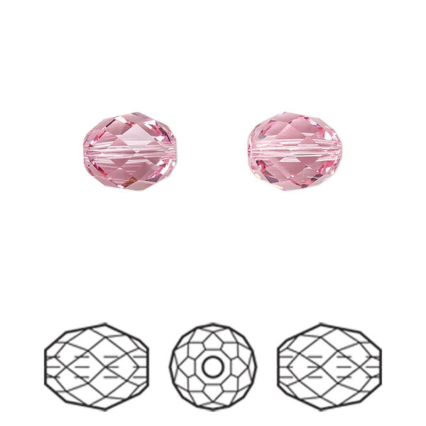 Bead 2pk light rose, Crystal Passions® 9.5x8mm olive briolette 5044 image number 0