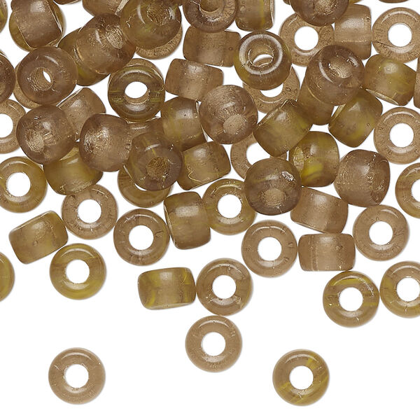 Bead, Czech pressed glass, translucent taupe, 6x4mm crow. Sold per 1-ounce pkg, approximately 140 beads. image number 0