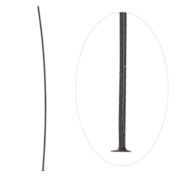 Head pin, black-finished brass, 3 inches, 21 gauge. Sold per pkg of 50. image number 0