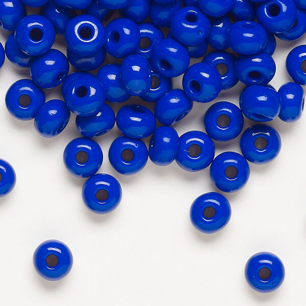 Seed bead, Preciosa Ornela, glass, opaque lapis blue, #2 rocaille. Sold per 500-gram pkg. image number 0
