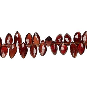Garnet 1pkg1, hand-cut top-drilled faceted puffed marquise bead natural 7 inch 7x4mm-9x5mm