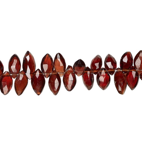 Garnet 1pkg1, hand-cut top-drilled faceted puffed marquise bead natural 7 inch 7x4mm-9x5mm image number 0