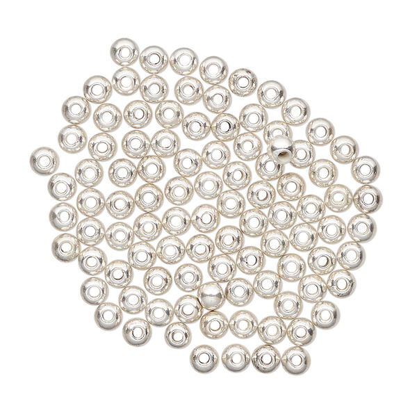 Bead, CCB plastic, silver, 3mm round. Sold per pkg of 100. image number 0