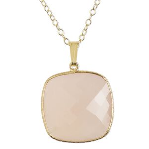 Necklace, Create Compliments®, pink chalcedony (dyed) and gold-finished sterling silver, 21.5mm square, 18 inches with springring clasp. Sold individually.
