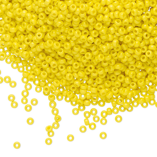 Seed bead, Miyuki, glass, pkg/25g, #11 rocaille, opaque yellow, (RR-404). image number 0