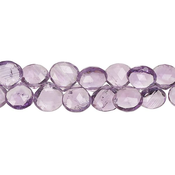 Amethyst 1pkg1, hand-cut top-drilled faceted puffed teardrop bead natural 8 inch 6-8mm image number 0