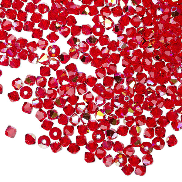 Bead 1440pk light Siam AB, Preciosa Czech crystal 3mm bicone image number 0