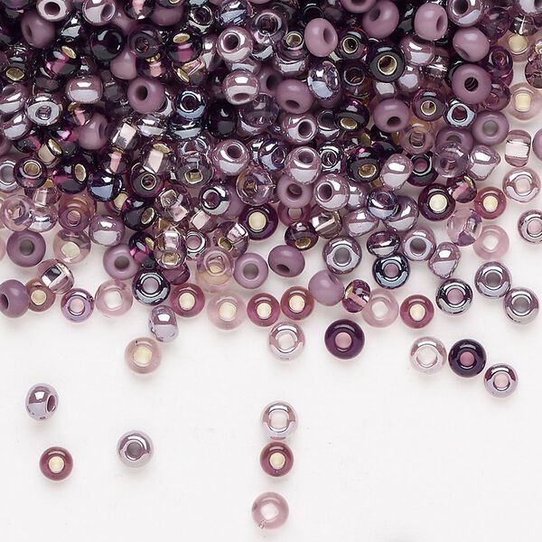 Seed bead mix Preciosa Ornela 1pkg1 Czech glass, opaque and translucent multi-purple, #8 rocaille, 50g image number 0