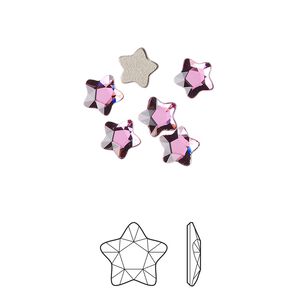 Flat back 360pk dark rose foil back, Swarovski® 6mm star flower 2754