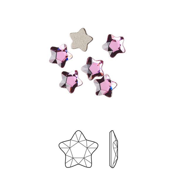 Flat back 360pk dark rose foil back, Swarovski® 6mm star flower 2754 image number 0