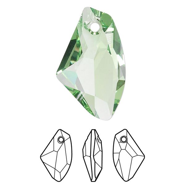 Drop 1pk peridot, Crystal Passions® 27x16mm pendant galactic vertical 6656 image number 0