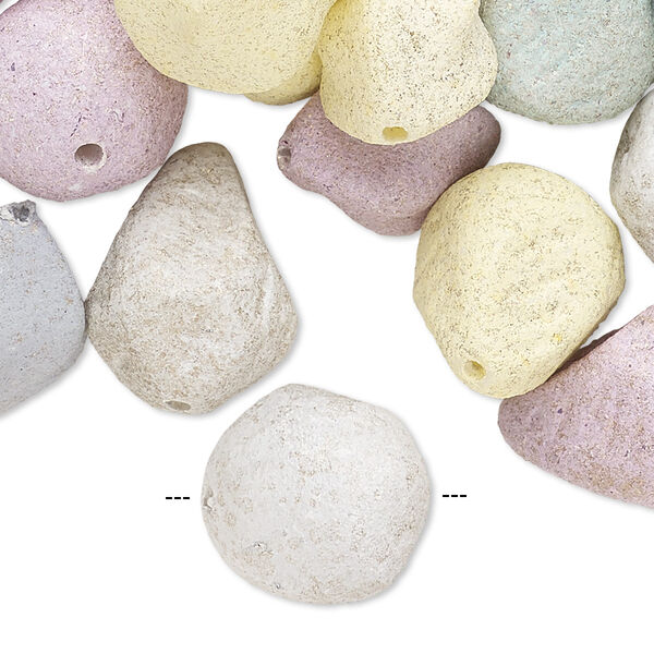 Bead mix, coated acrylic, opaque mixed colors, 10mm-20x19mm faux stone textured mixed shape with speckles. Sold per 1/4 pound pkg, approximately 85 beads. image number 0