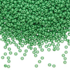 Seed bead, Preciosa Ornela Czech glass, pkg/50g, #11 rocaille, opaque green, (53250).