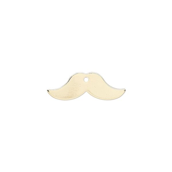 Charm, gold-finished steel, 20x7mm mustache. Sold per pkg of 10. image number 0
