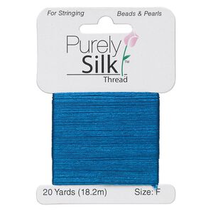 Thread, Purely Silk™, royal blue, size F. Sold per 20-yard card.