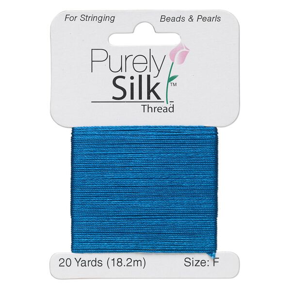 Thread, Purely Silk™, royal blue, size F. Sold per 20-yard card. image number 0