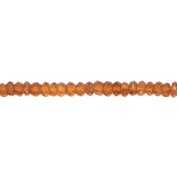 Bead, hessonite garnet (natural), dark, 3x2mm-4x3mm hand-cut faceted rondelle with 0.4-1.4mm hole, B+ grade, Mohs hardness 7 to 7-1/2. Sold per 15-1/2" to 16" strand. image number 0