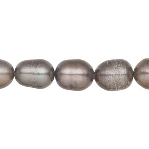 Freshwater pearl 1pkg1, rice, 15.5-16 inch grey-brown peacock 9-10mm cultured